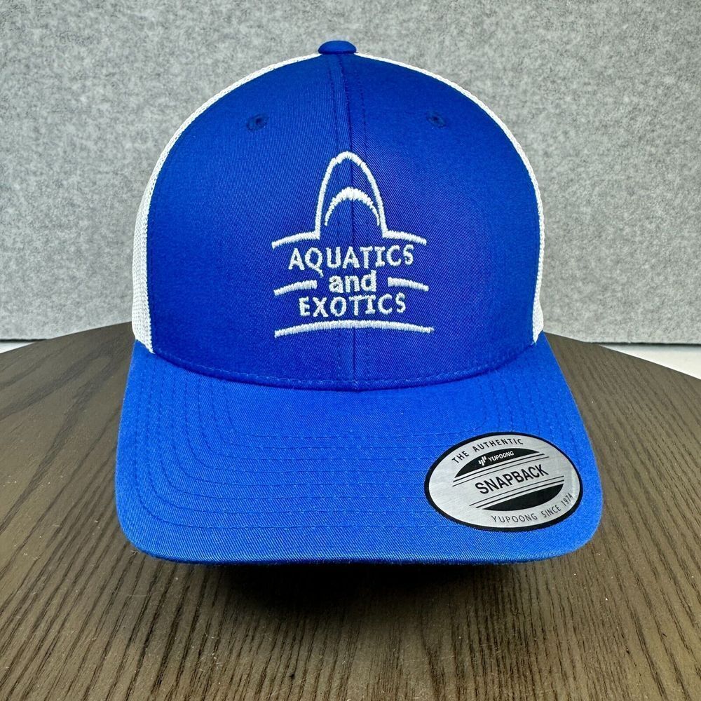 Aquatics and Exotics Sport-Tek Hat Cap‎ Snapback Adjustable Blue White Mesh Back